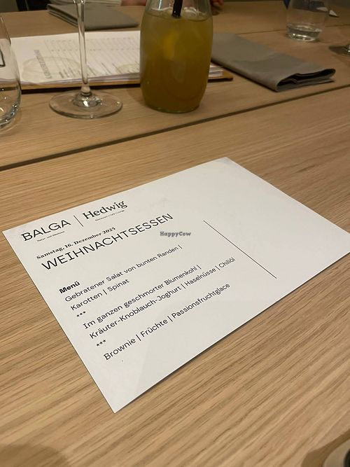 Persönliche Menü-Karte at Restaurant Hedwig in Balgach