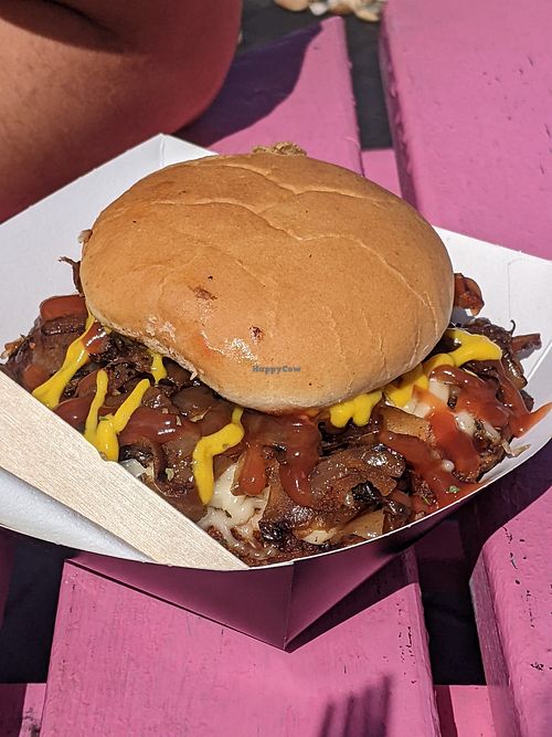 Vegan hang ten cheezeburger at Hulas Beach Shack in Folkestone