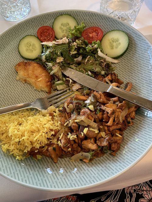 Pfifferlinge (wild mushrooms)  at Golf Restaurant Sachsenross in Noerten-hardenberg