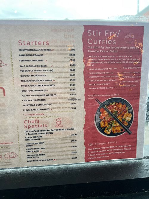 Menu  at Mizo in Belfast