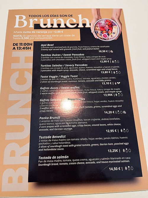 One vegan option on brunch menu  at Panka Street Food in Salamanca