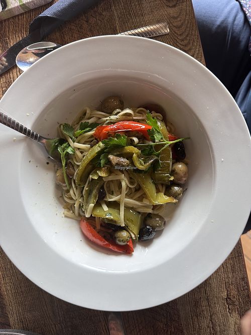 Tagliatelle with green peppers and veggiess  at House of Olives in Falkirk