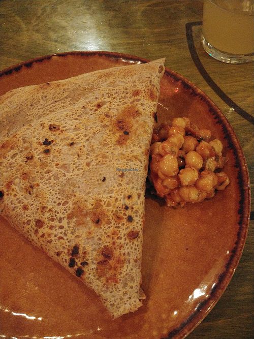 Buckwheat crêpe with chick peas salad side at Le Crêpe Chignon in Rimouski