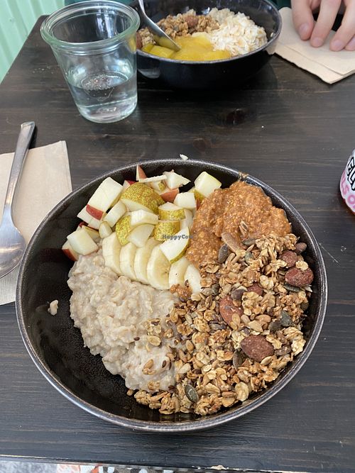 The No.1 porridge bowl with oat milk   at Grain Café in Stockholm