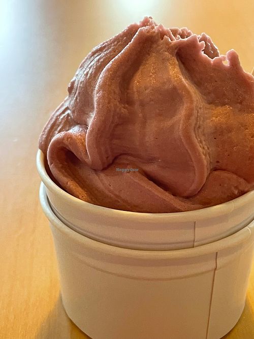 Vegan strawberry ice cream downstairs in the bistro at IKEA in Belfast