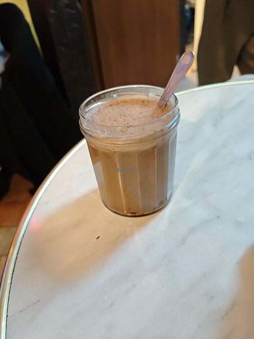 Vegan hot chocolate with oat milk at Café de la Lauch in Colmar