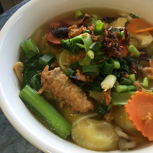 wonton noodle soup at World Vegan in Cabramatta