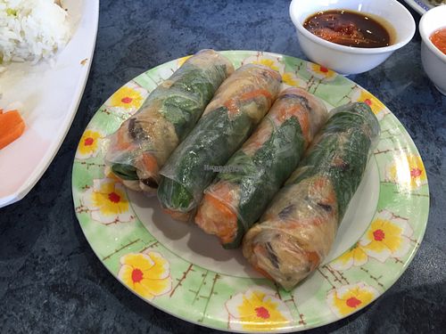 rice paper rolls at World Vegan in Cabramatta