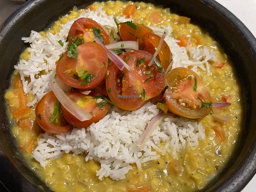 Lentil Dhal with basmati at Veguria in Santiago