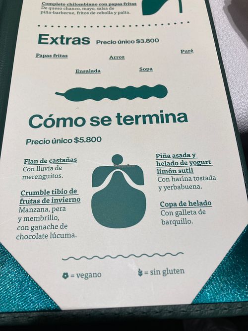 Desserts - the crumble is actually vegan and the grilled ananas is gluten free (marks are missing) at Veguria in Santiago