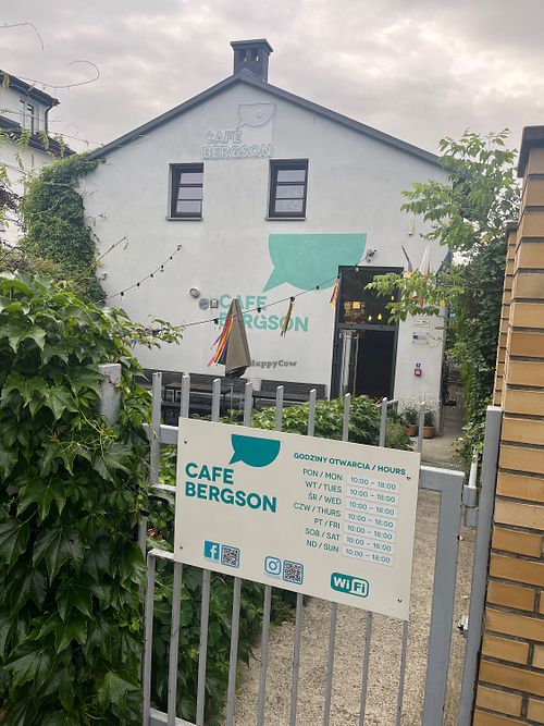 Front door behind synagogue   at Cafe Bergson in Oswiecim