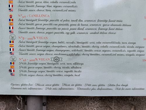 No. 9 & No. 25 - vegan pizzas!  at Xtreme Pizza Andorra in Canillo