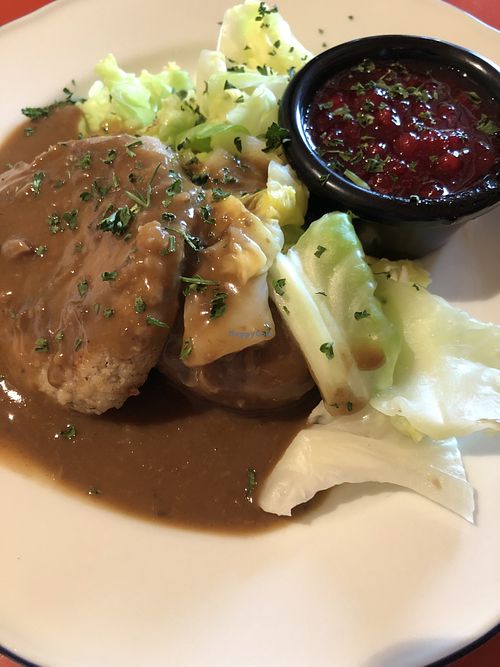 Vegisterkaker (vegan meatballs).  at Prøysenhuset in Rudshoegda