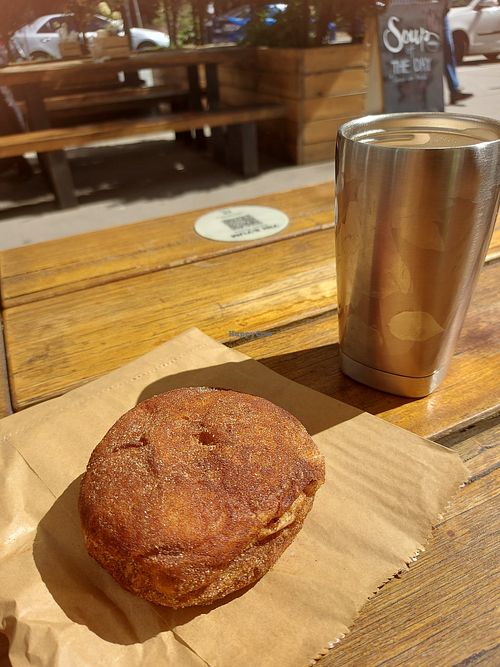 Vegan donut and potato borek at Oscar's Bakery Cafe in Bruce
