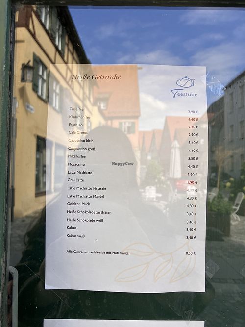 Tee und Kaffee mit Hafermilch +0,5€  at Teestube in Dinkelsbuehl