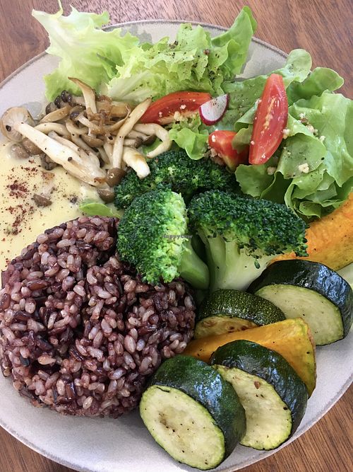 Mixed grain rice with fennel cream, mushrooms and roasted vegetables  at Dream Eater Snoreatery - 食夢 Snoreatery in Taipei
