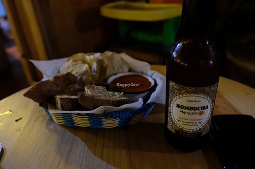 Bread and kombucha at La Jícara Librespacio Cultural in Oaxaca