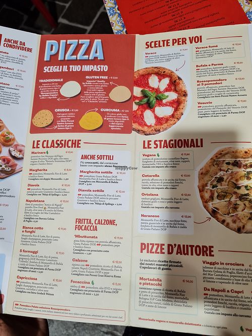 Menu at Rossopomodoro in Como