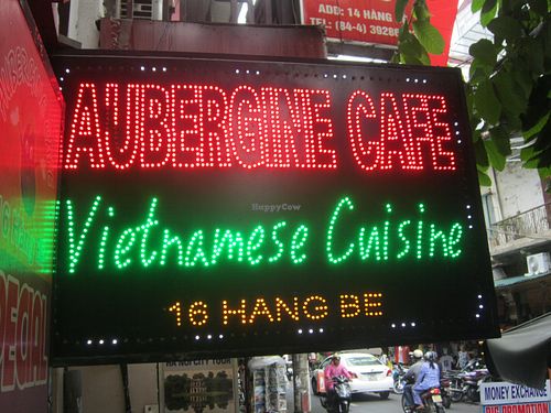 street signage at Aubergine Cafe in Hanoi