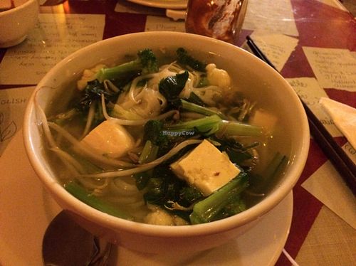 vegetarian veggie tofu soup at Aubergine Cafe in Hanoi