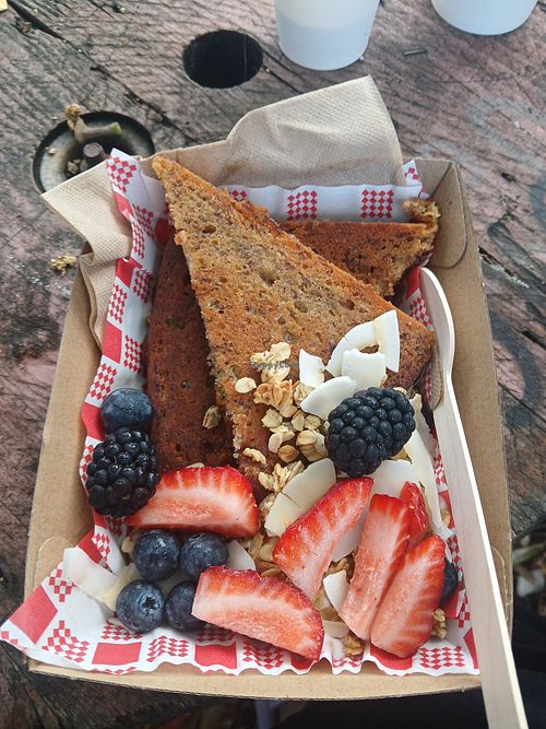 Loaded banana bread at The Bondwood Cafe in Adamstown