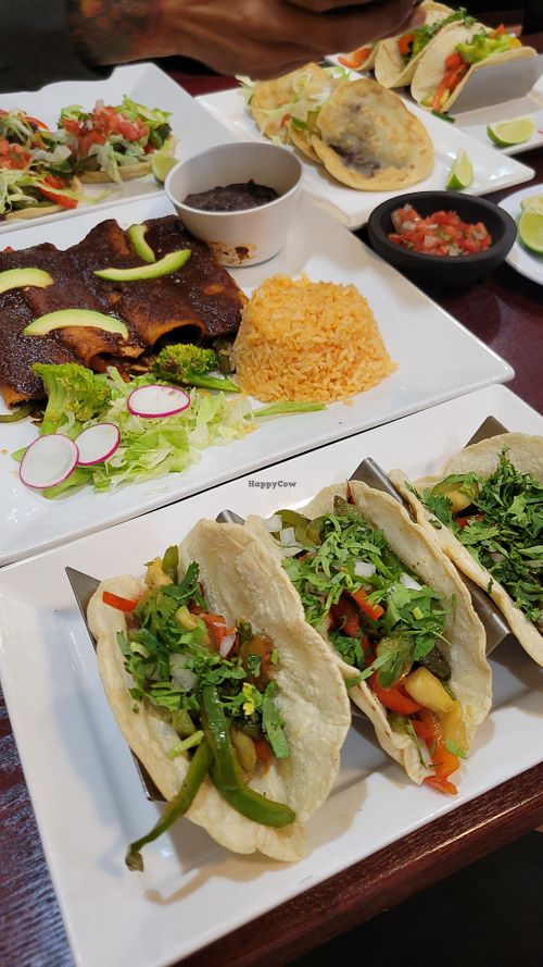All vegan: Vegetable Mole Enchiladas, Tacos, Gorditas, Sopes, Huaraches! at Mi Sazon in Flemington