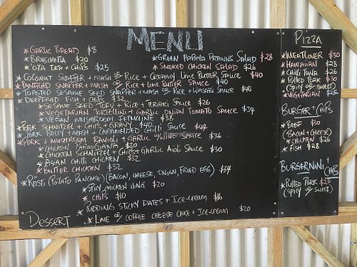 Daily blackboard menu example with some vegan options   at The Kraken  in Neiafu