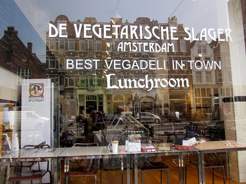 Shop front at De Vegetarische Traiteur in Amsterdam
