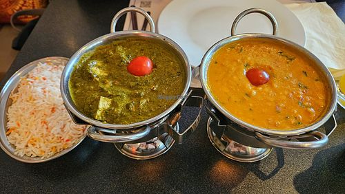 Tofu Palak and Tarka Daal at Masala Indian Restaurant in Weil Am Rhein