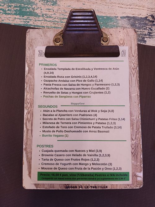 Menú diario con opciones veganas. at Mesón de la Tortilla in Pamplona