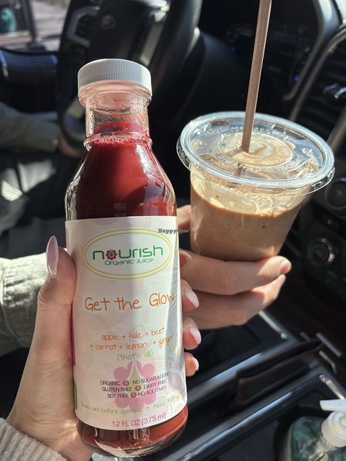 glow juice & chocolate river smoothie  at Nourish Organic Juice in Colorado Springs