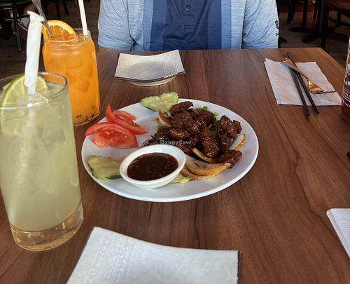 Shaking mushroom 😋plus homemade fresh fruit drinks 🍹   at Thanh Thanh Cafe in San Francisco