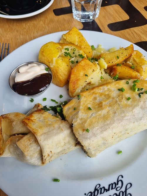 Vegan burrito..after I had cut into it at Joe's Garage in Richmond