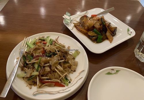 Dongbei potato & pepper and Ho Fun noodles (both gluten-free) #Veganuary at Tofu Vegan - Charlotte in London