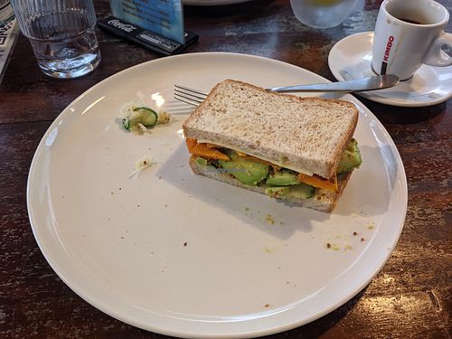 Pumpkin avocado sandwich with mustard and cheese at Sunny Coral  in Tokashiki