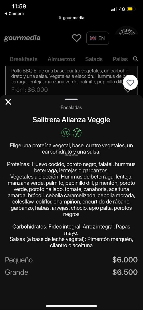 Salad bowl menu  at Vita La Barra Saludable Antofagasta in Antofagasta