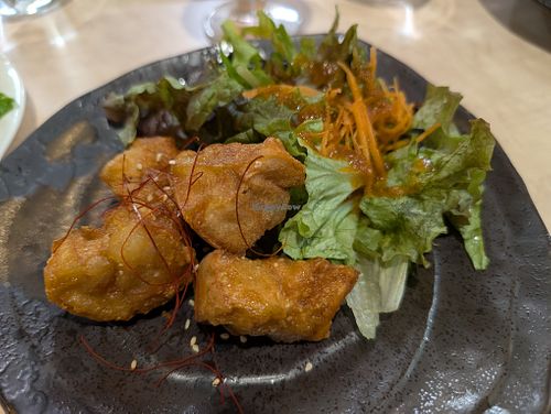 Sweet and Sour Fried Kurumafu at MERCY Vegan Factory - Kyoto Station in Kyoto