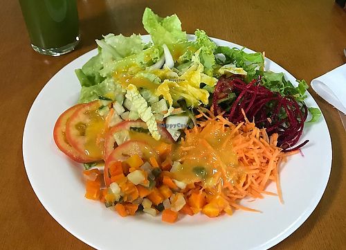 Juice and salad at O Vegetariano in Recife