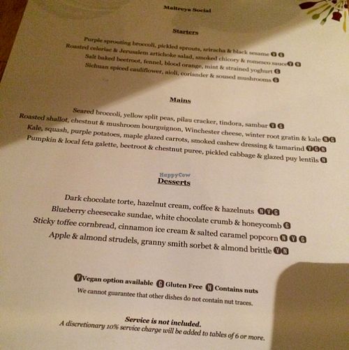 Dinner set menu at Maitreya Social in Bristol