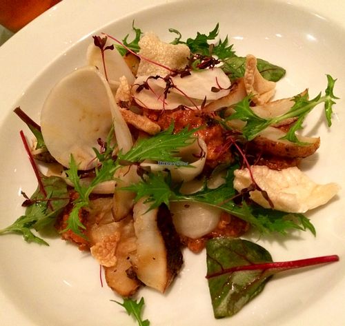salad with romesco sauce at Maitreya Social in Bristol