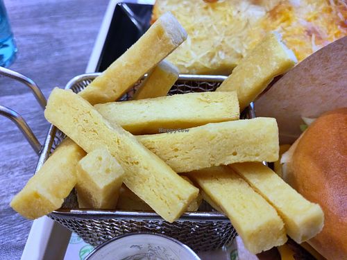 Polenta fritters at Veganil in Paris