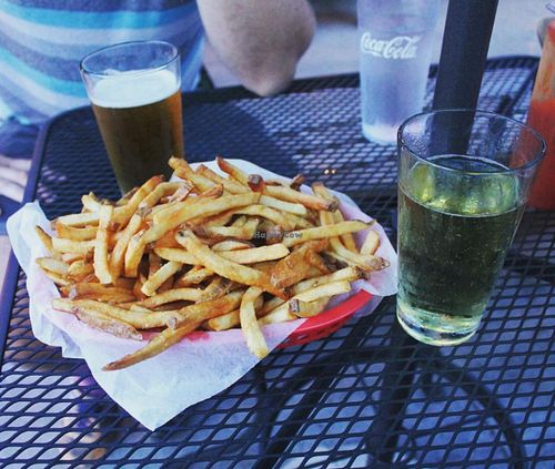 Fries and Beers at Asheville Pizza and Brewing in Asheville