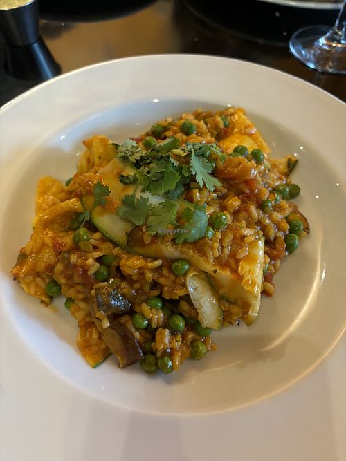 Paella (summer ‘24 menu)  at The Red Sun Fire Roasting Co in Oswego