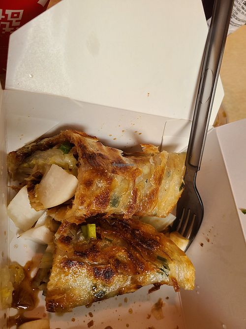 Veggie filled scallion pancake at Bao-Ing-Out - Valley River Center in Eugene