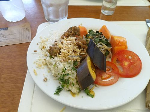 Strogonoff and plantains at Pierre Vegetariano in Morretes