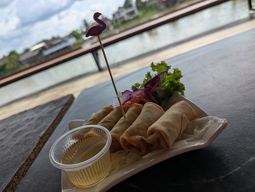 Spring roll at Baan Rim Nam Riverside in Surat Thani