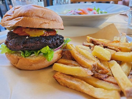 House classic burger and fries at Mono in Glasgow