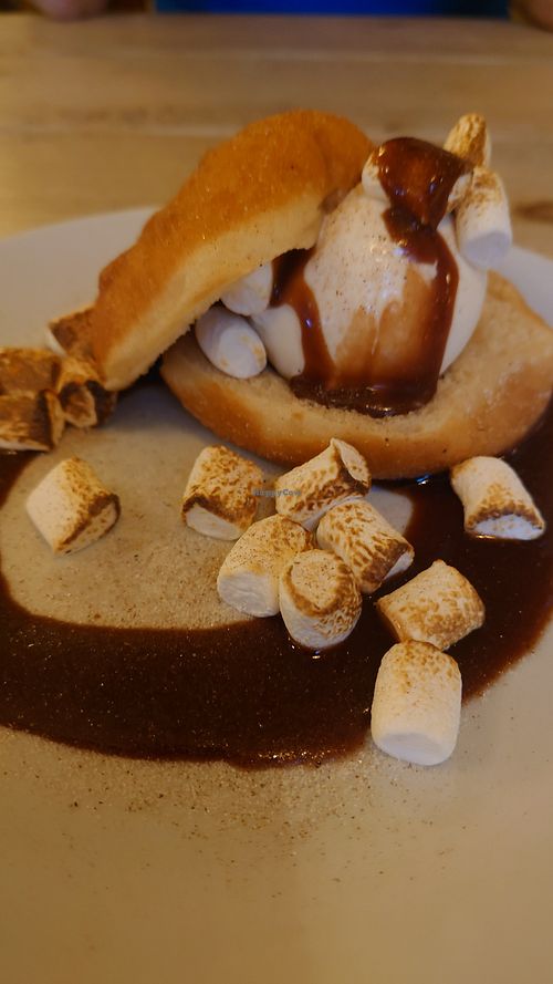 Donut with ice cream and marshmallows at Mono in Glasgow