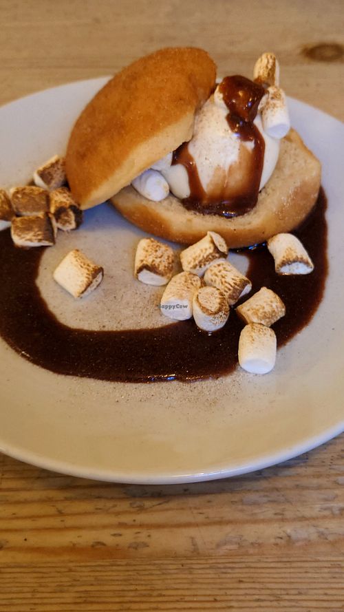 Donut with ice cream and marshmallows at Mono in Glasgow