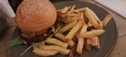 Truffle mushroom burger and chips at Mono in Glasgow
